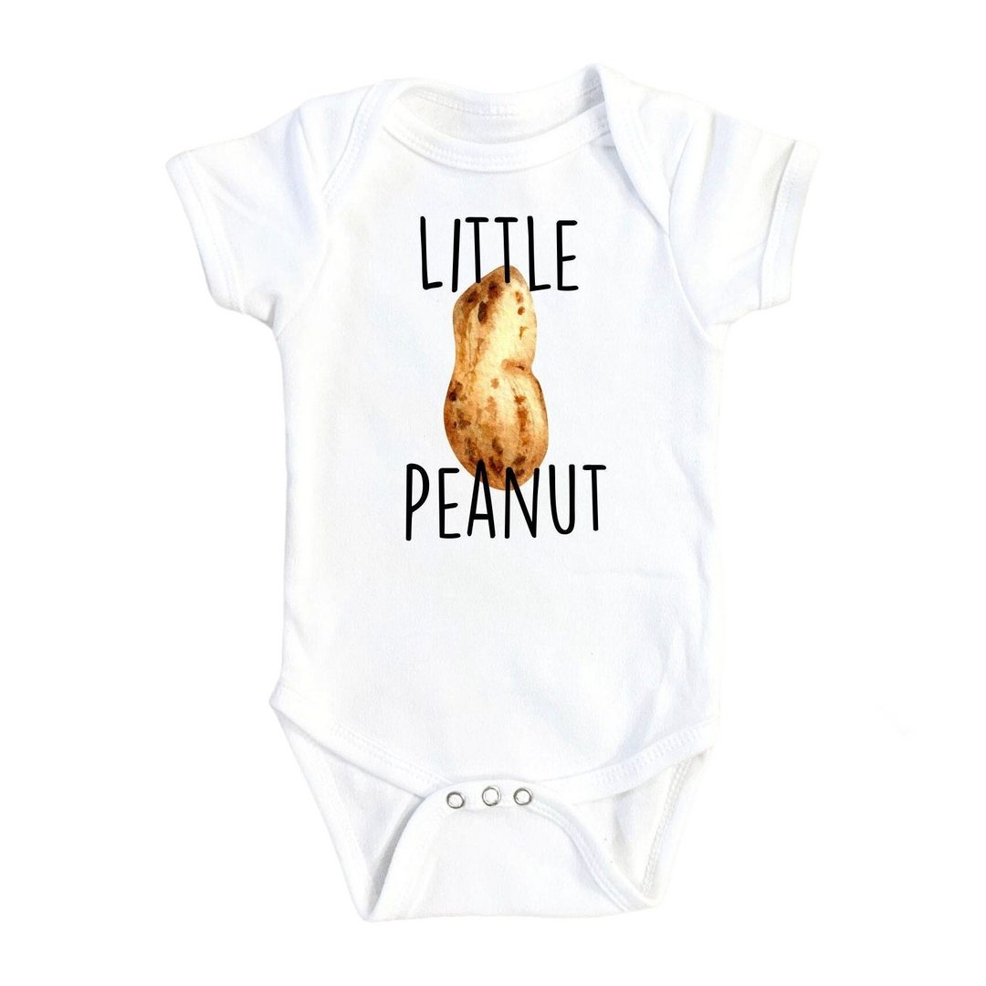 a baby bodysuit that says little peanut