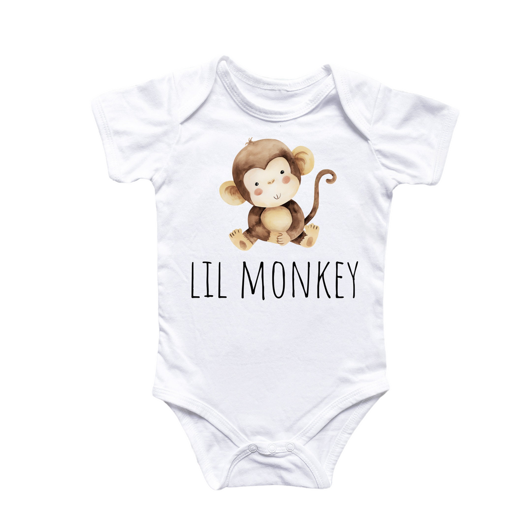 a white bodysuit with a monkey on it