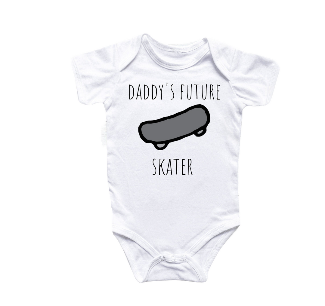 a baby bodysuit that says daddy's future skater