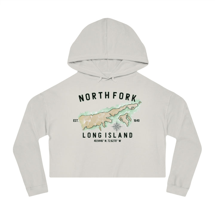 Long Island North Fork Hamlet NOFO VIBES® Women’s Cropped Hooded Sweatshirt