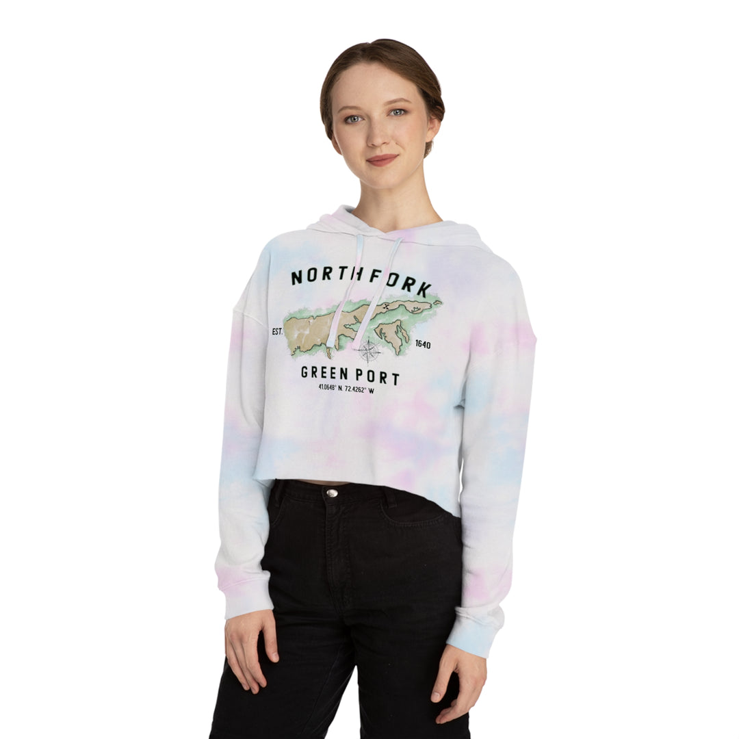 Greenport North Fork Hamlet NOFO VIBES® Women’s Cropped Hooded Sweatshirt