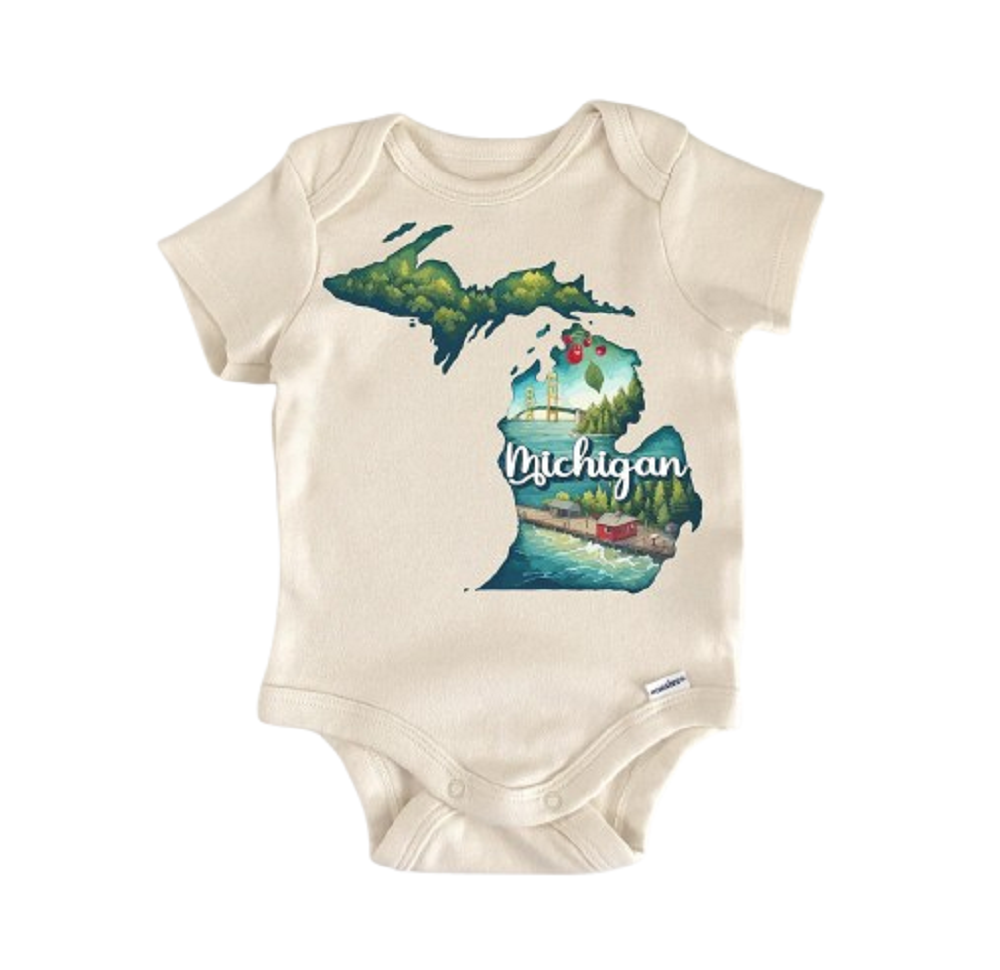 Michigan - Baby Boy Girl Clothes Infant Bodysuit Funny Cute Newborn