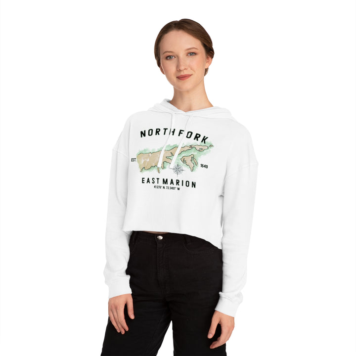 East Marion North Fork Hamlet NOFO VIBES® Women’s Cropped Hooded Sweatshirt