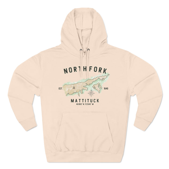 Mattituck North Fork Hamlet NOFO VIBES® Lane Seven® Adult Men Women Unisex Three-Panel Fleece Hoodie