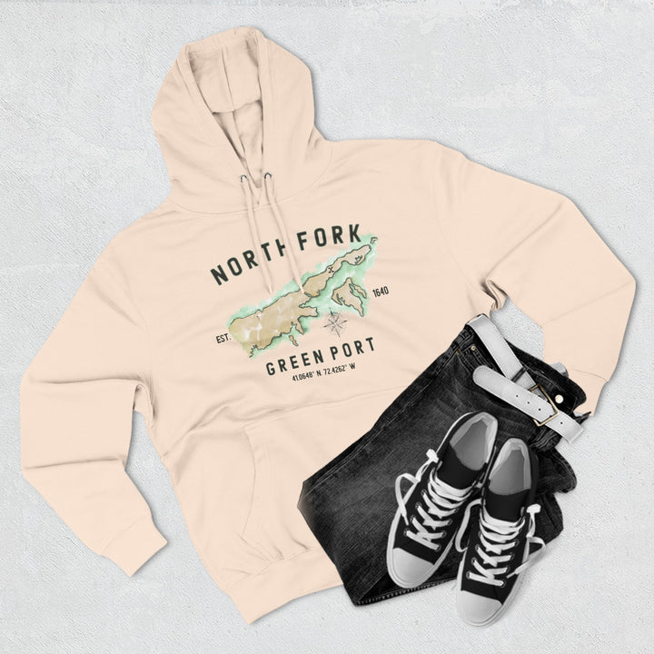 Greenport North Fork Hamlet NOFO VIBES®  Lane SevenⓇ Three-Panel Fleece Hoodie