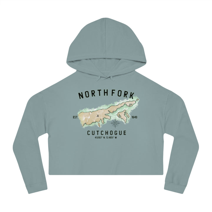 Cutchogue North Fork Hamlet NOFO VIBES® Women’s Cropped Hooded Sweatshirt