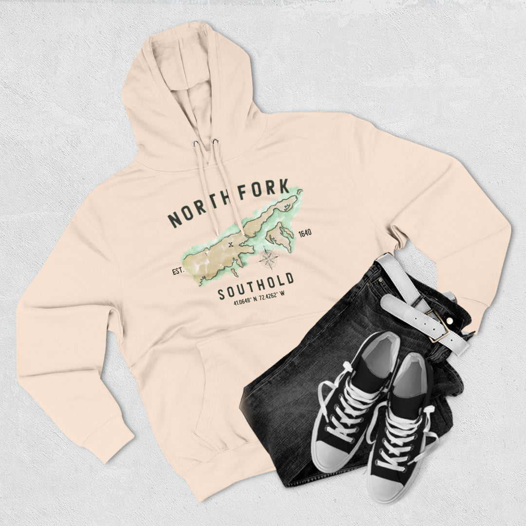Southold North Fork Hamlet NOFO VIBES®  Lane SevenⓇ Three-Panel Fleece Hoodie