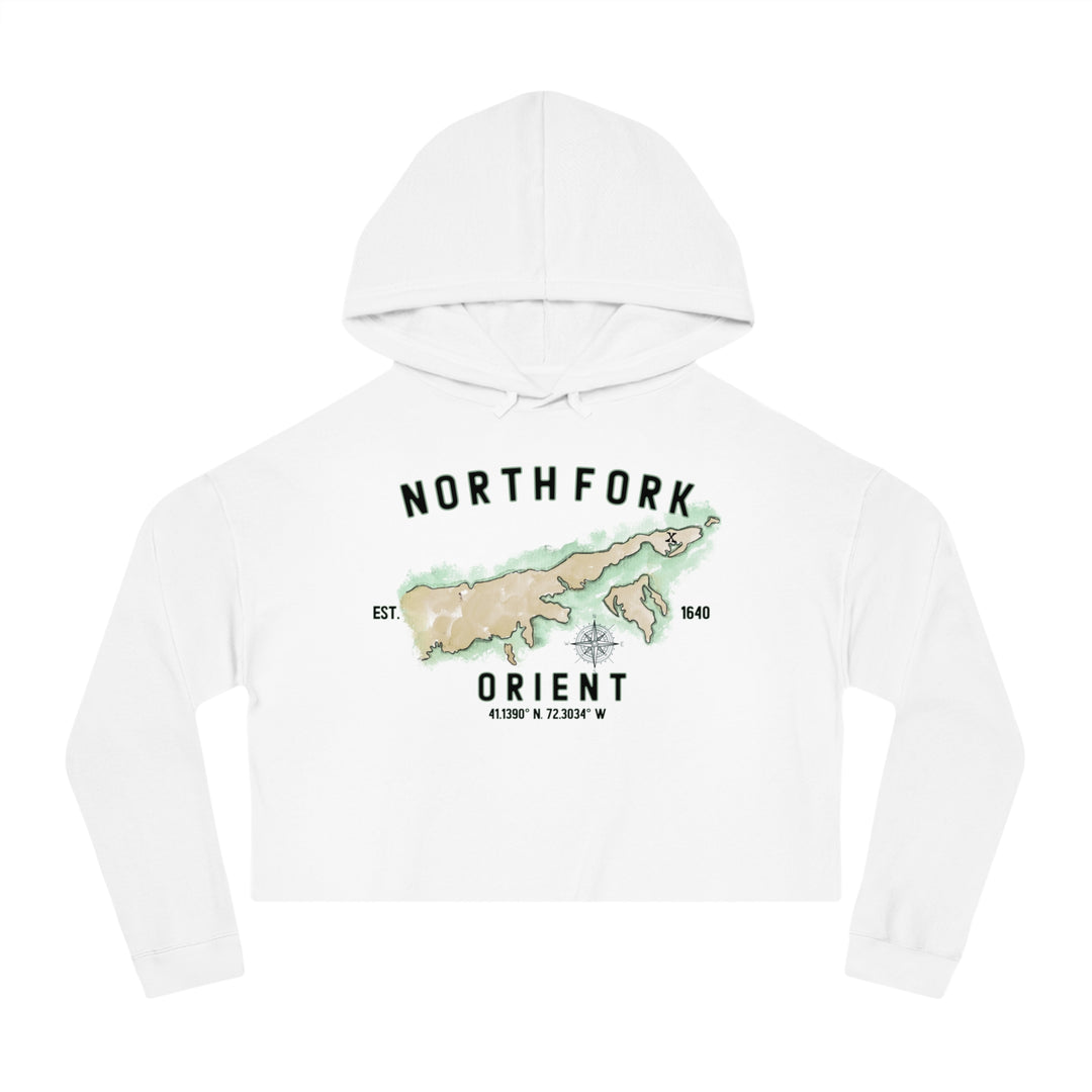 Orient North Fork Hamlet NOFO VIBES® Women’s Cropped Hooded Sweatshirt