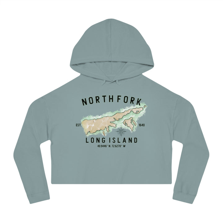 Long Island North Fork Hamlet NOFO VIBES® Women’s Cropped Hooded Sweatshirt