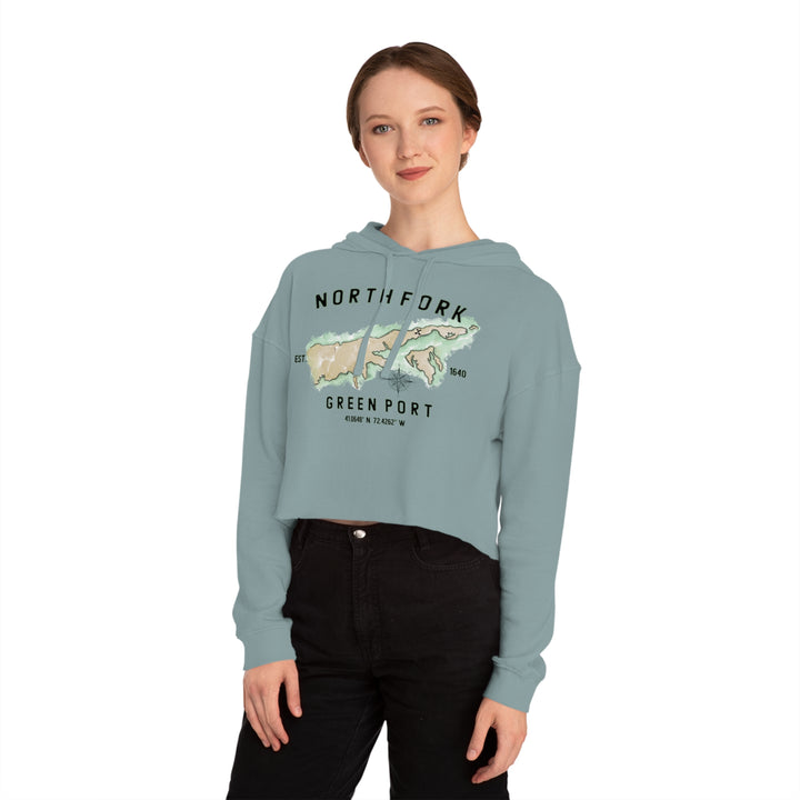 Greenport North Fork Hamlet NOFO VIBES® Women’s Cropped Hooded Sweatshirt