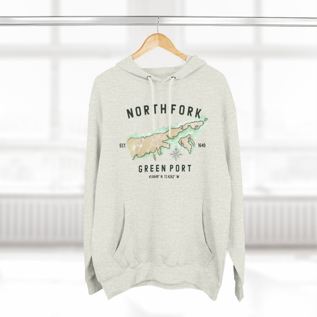 Greenport North Fork Hamlet NOFO VIBES®  Lane SevenⓇ Three-Panel Fleece Hoodie