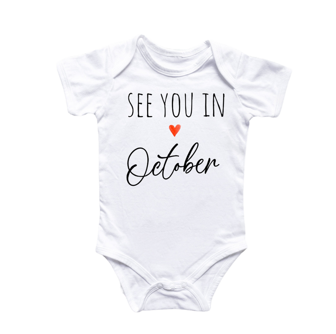 October Baby Announcement - Boy Girl Clothes Infant Bodysuit Funny Cute Newborn Onesie