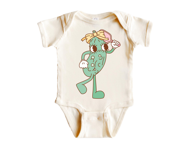 a baby bodysuit with a cartoon character on it