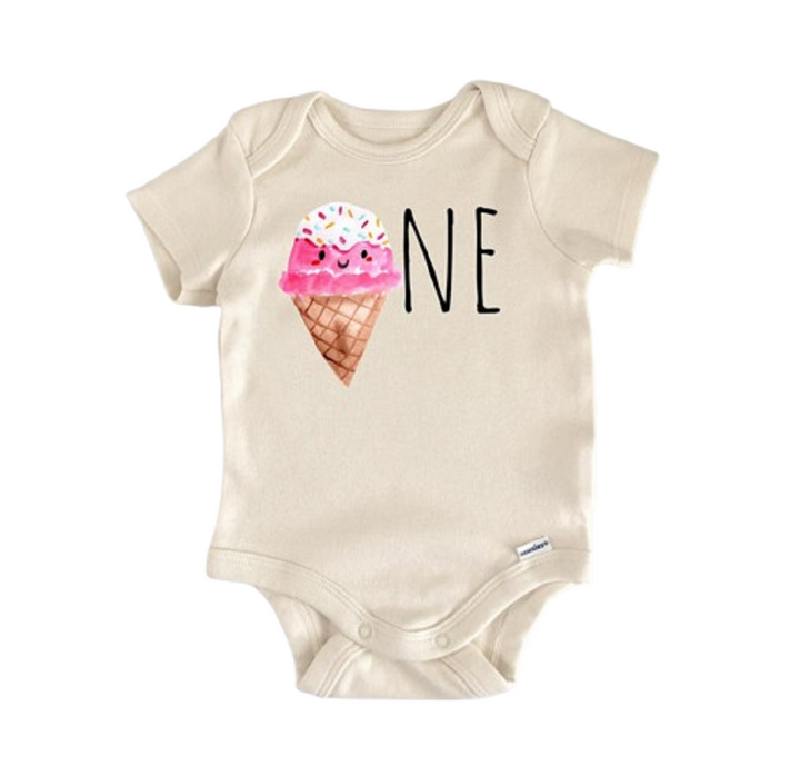 Ice Cream Birthday 1st - Baby Boy Girl Clothes Infant Bodysuit Funny Cute Newborn