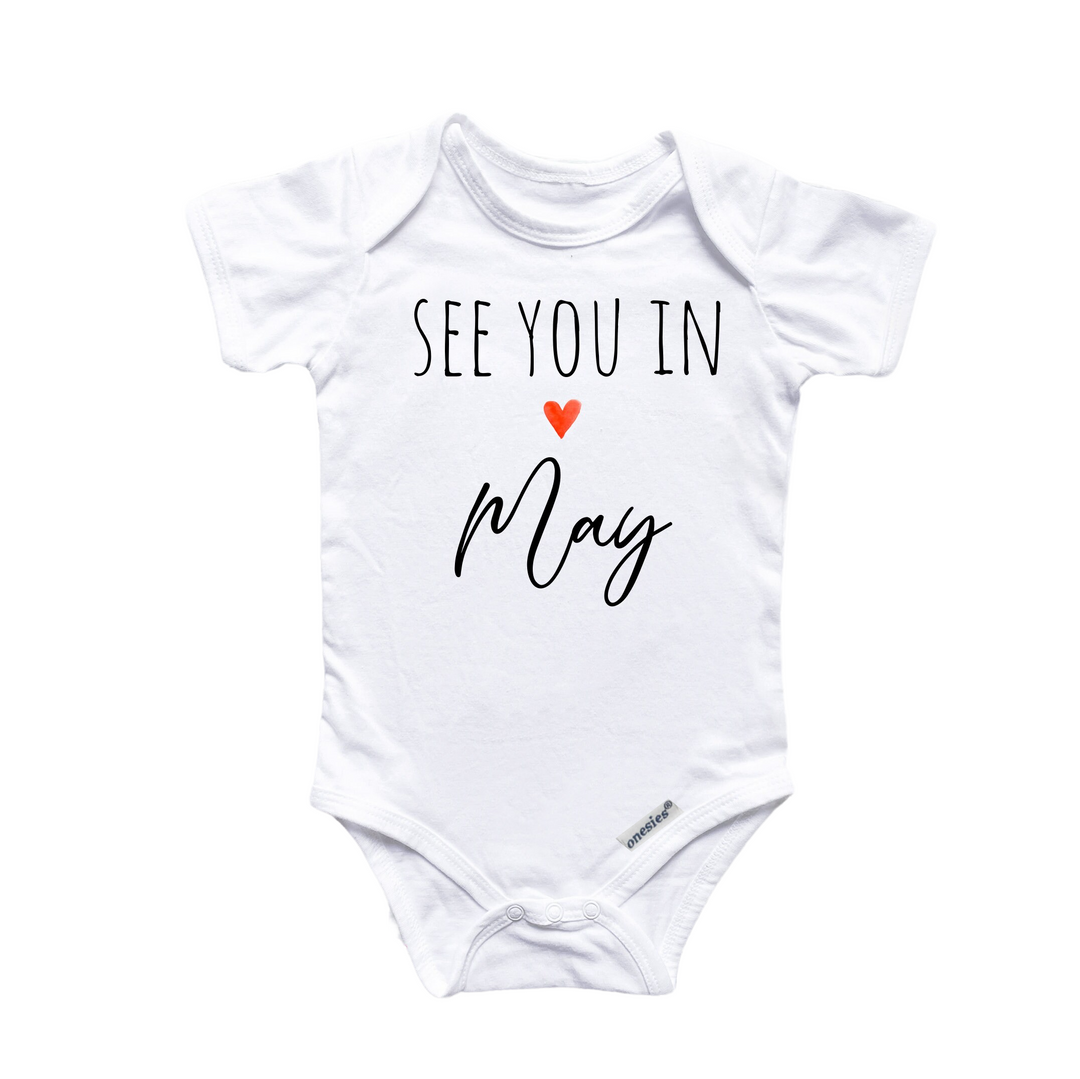 a baby bodysuit that says see you in mayog