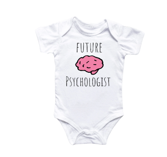 a white bodysuit with a pink brain on it