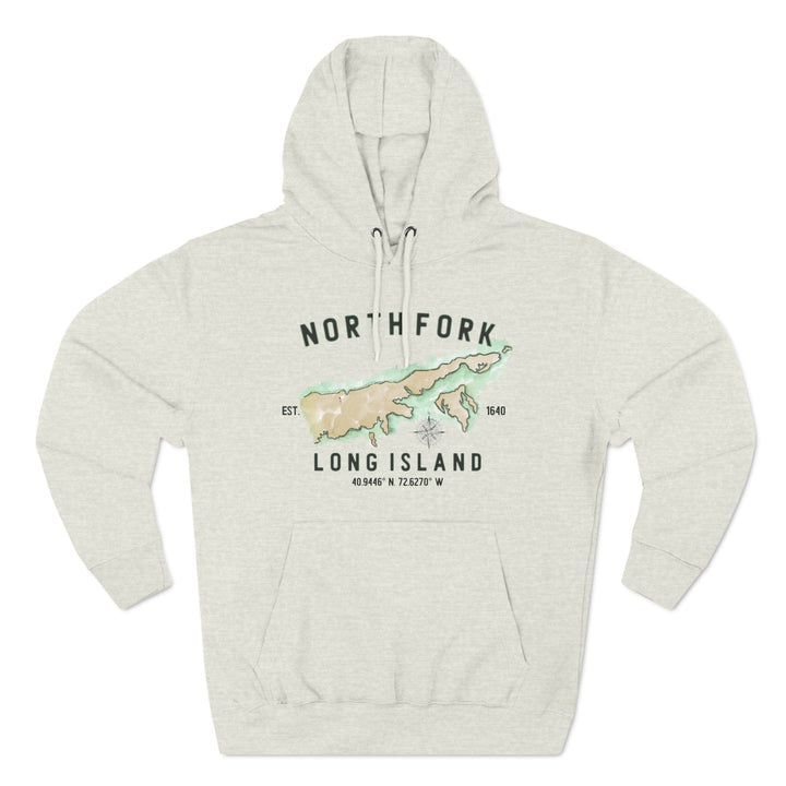 Long Island North Fork Hamlet NOFO VIBES®  Lane SevenⓇ Three-Panel Fleece Hoodie