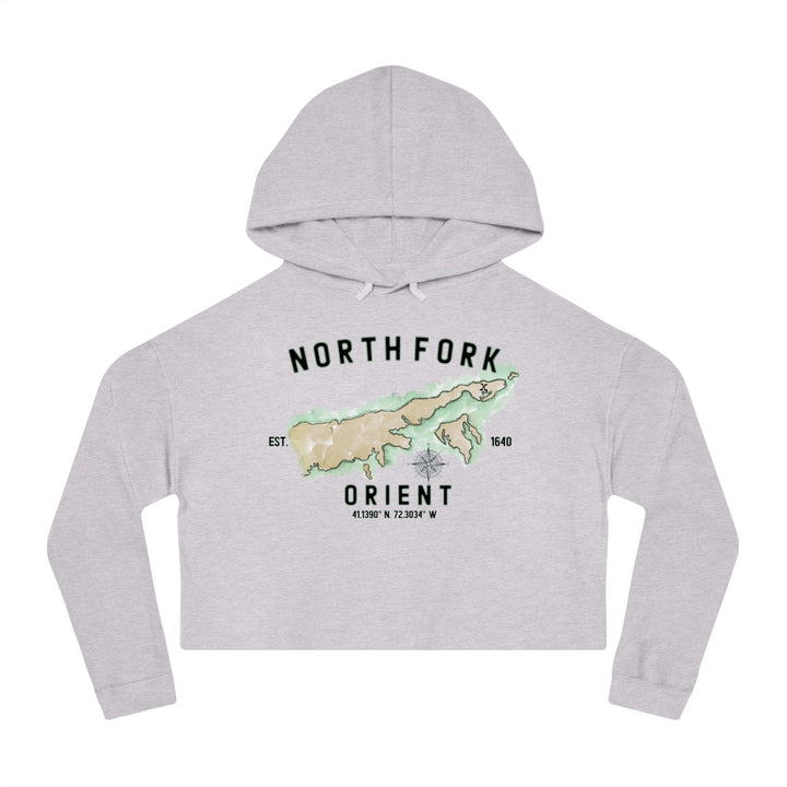 Orient North Fork Hamlet NOFO VIBES® Women’s Cropped Hooded Sweatshirt