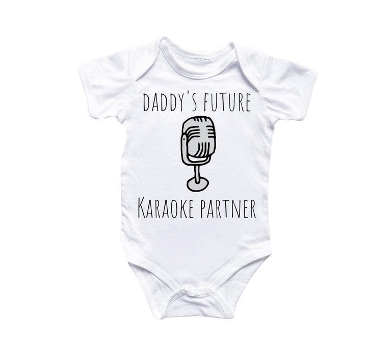 a baby bodysuit with a microphone on it