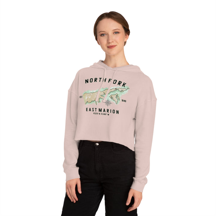 East Marion North Fork Hamlet NOFO VIBES® Women’s Cropped Hooded Sweatshirt