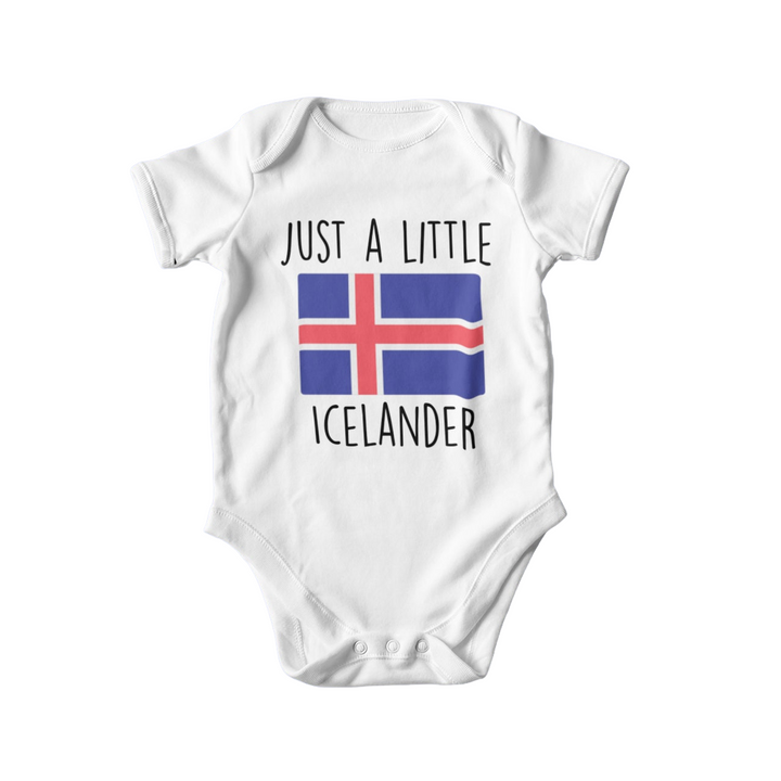 a white bodysuit with the words just a little iceland on it