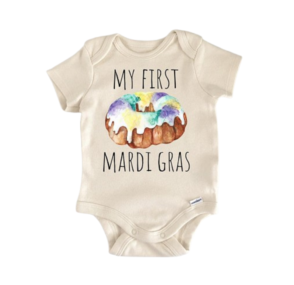 Mardi Gras New Orleans King Cake - Baby Boy Girl Clothes Infant Bodysuit Funny Cute