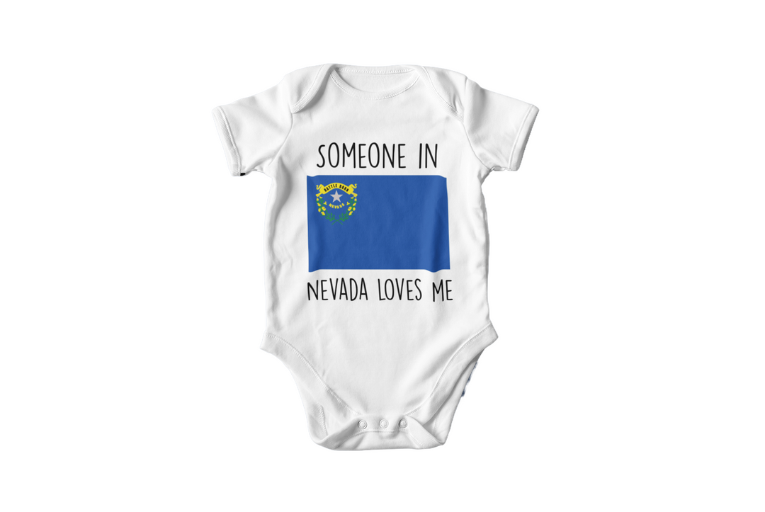 a baby bodysuit with the flag of the state of nevada