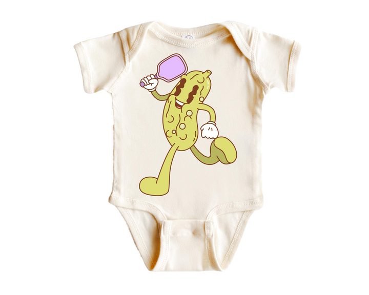 a baby bodysuit with a cartoon character on it