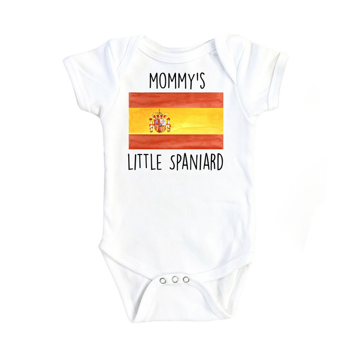 a baby bodysuit with a picture of a spanish flag