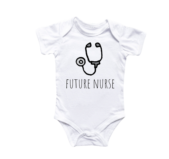 a white bodysuit with a stethoscope on it