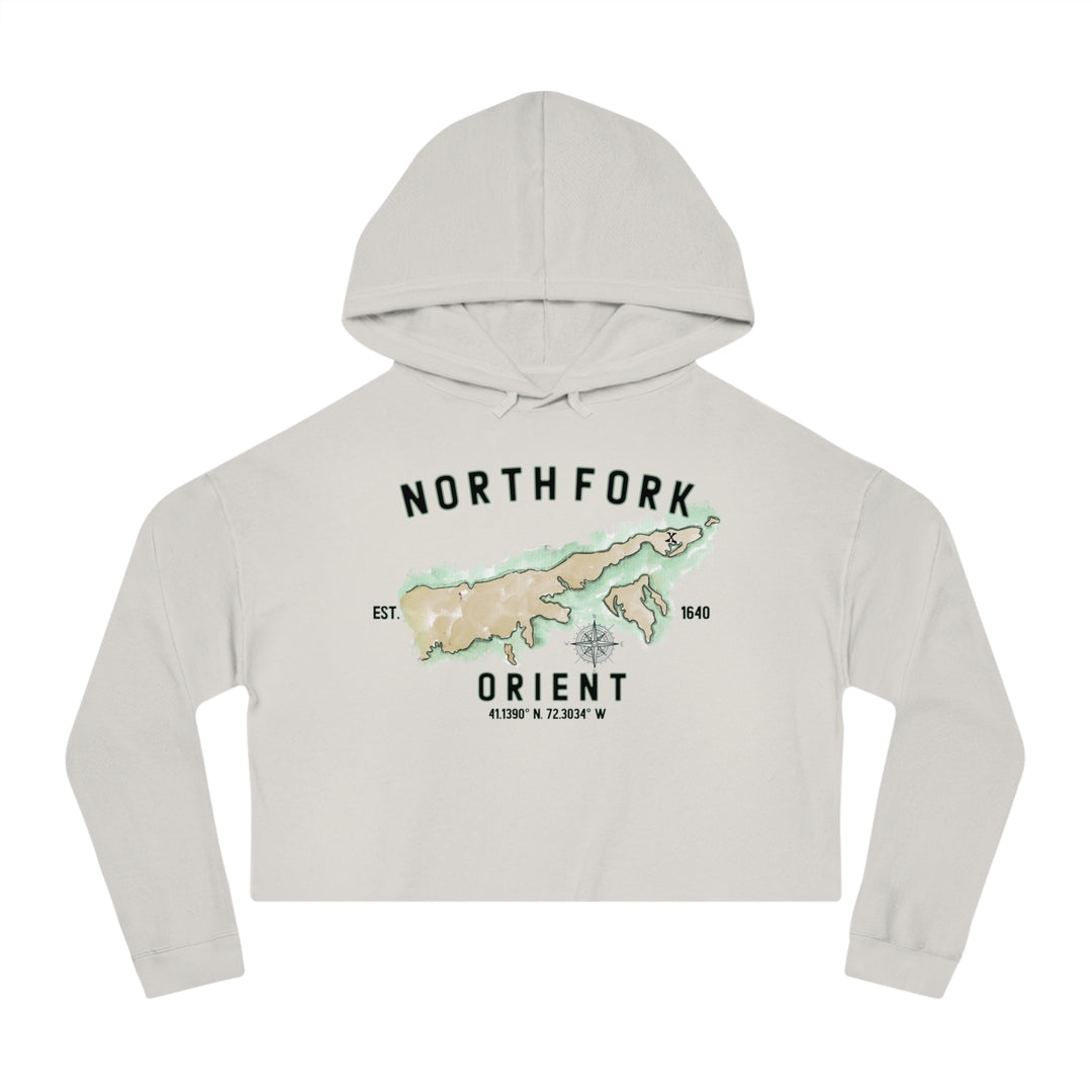 Orient North Fork Hamlet NOFO VIBES® Women’s Cropped Hooded Sweatshirt