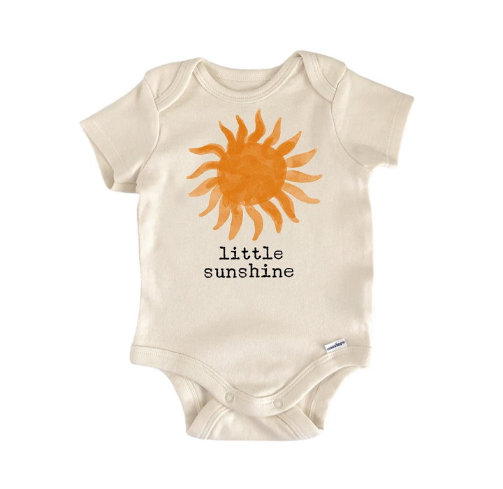 a baby bodysuit with the words little sunshine on it