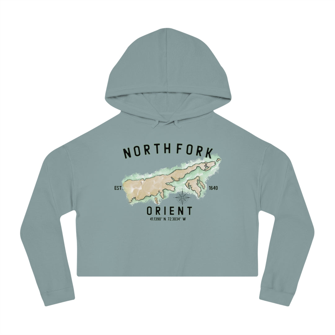 Orient North Fork Hamlet NOFO VIBES® Women’s Cropped Hooded Sweatshirt