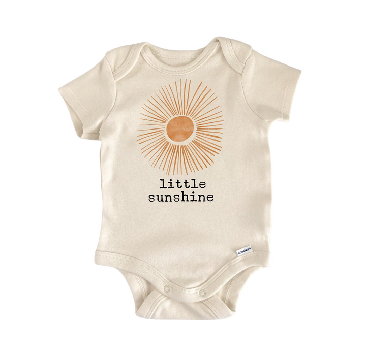 a baby bodysuit with the words little sunshine on it