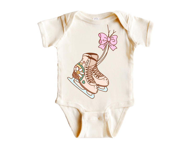 a baby bodysuit with a picture of a pair of shoes