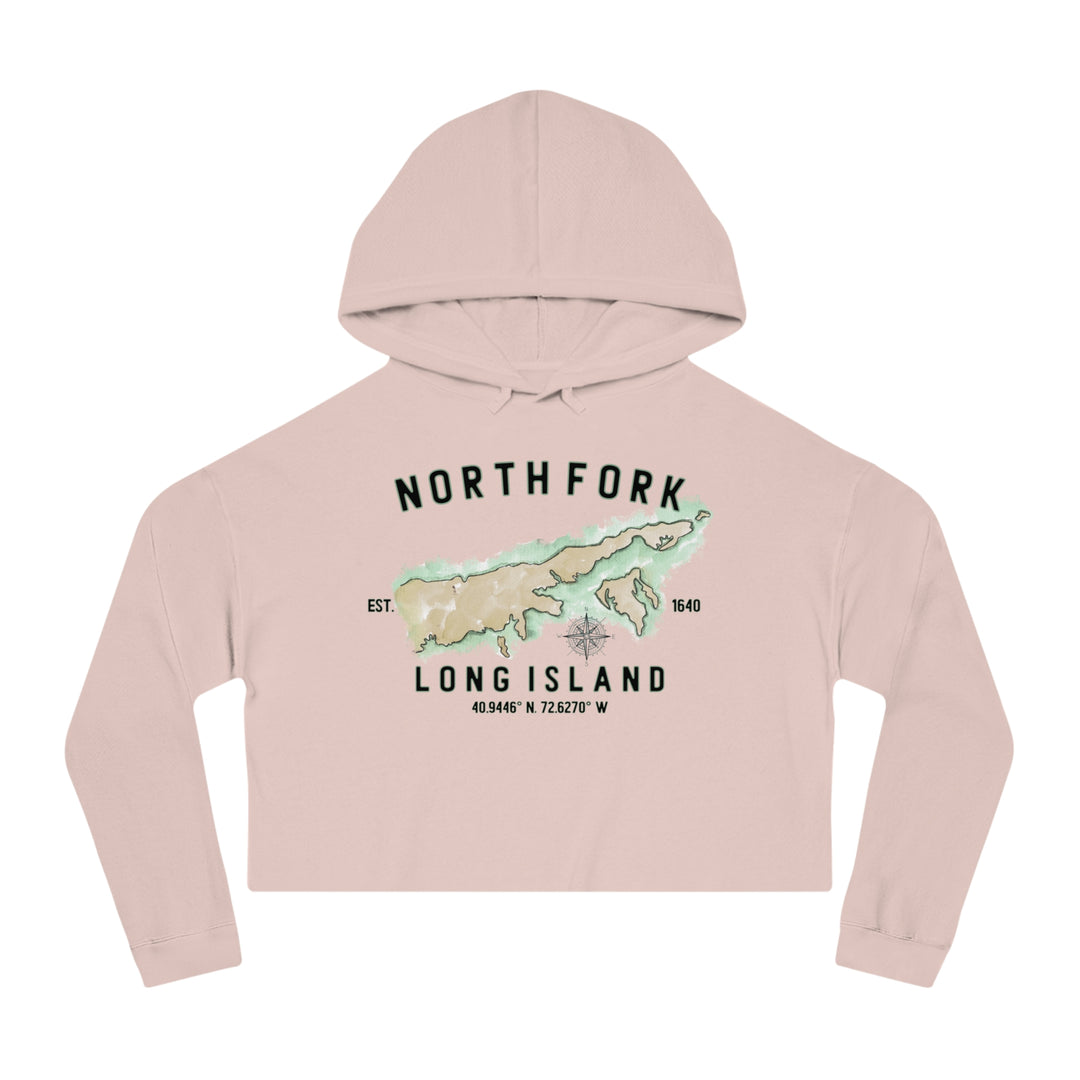 Long Island North Fork Hamlet NOFO VIBES® Women’s Cropped Hooded Sweatshirt