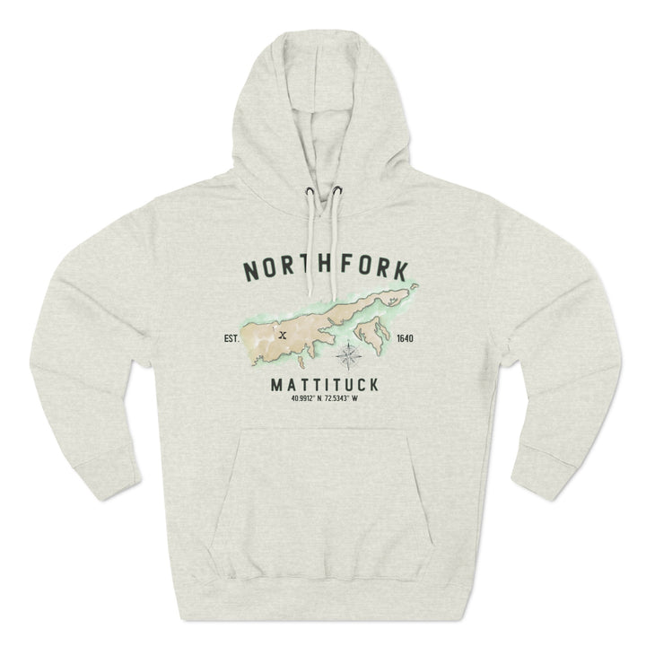 Mattituck North Fork Hamlet NOFO VIBES® Lane Seven® Adult Men Women Unisex Three-Panel Fleece Hoodie