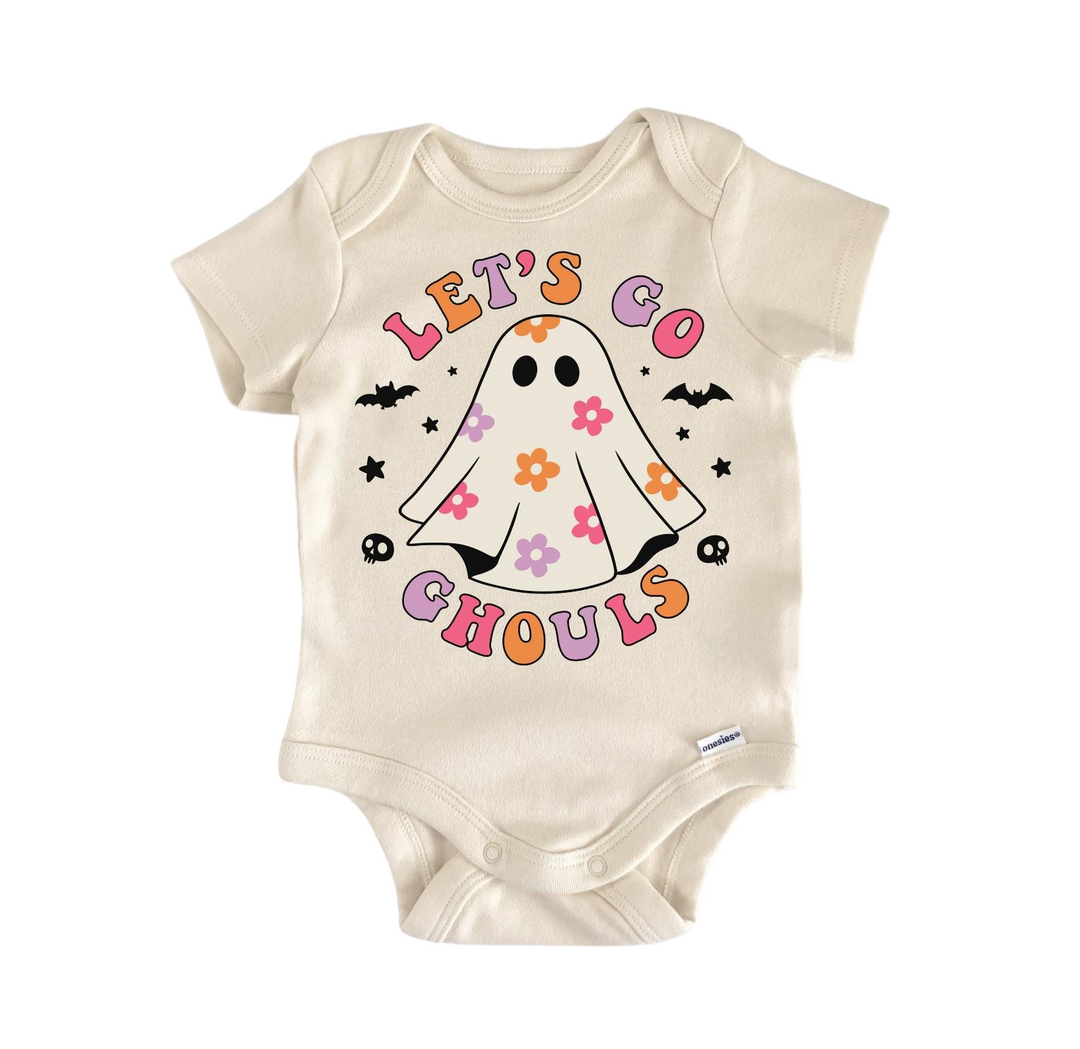 a baby bodysuit that says let's go ghost