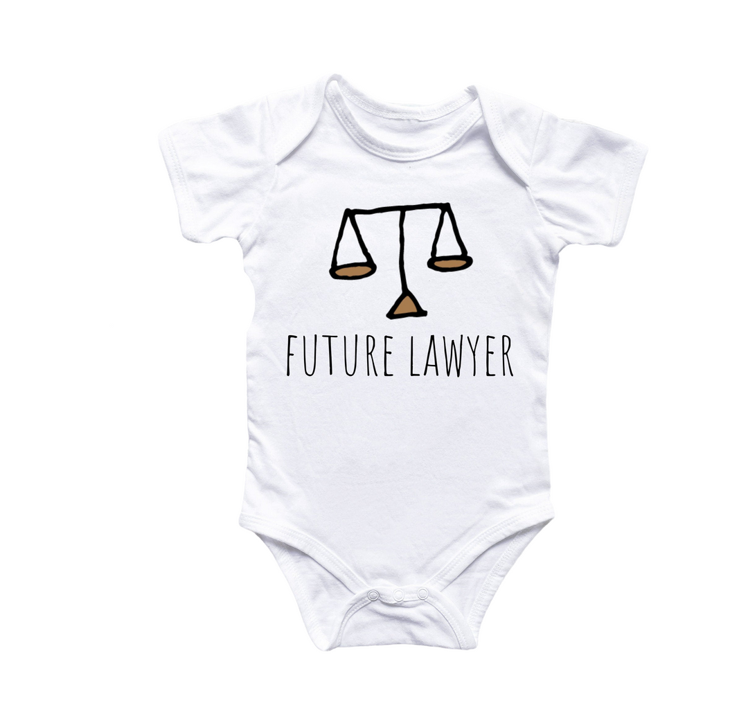 a white bodysuit with the words future law printed on it