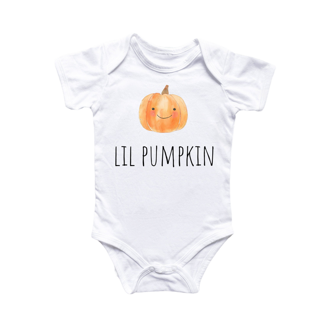 a white bodysuit with a pumpkin on it