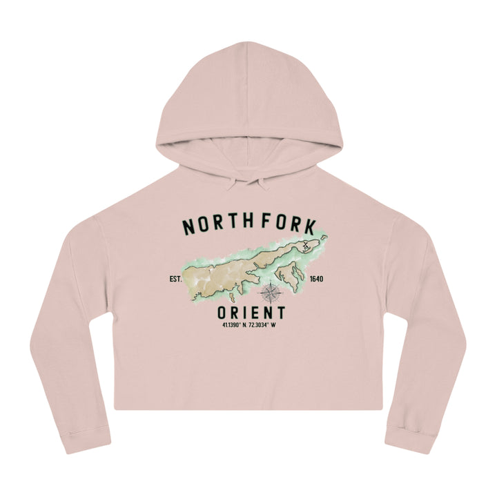 Orient North Fork Hamlet NOFO VIBES® Women’s Cropped Hooded Sweatshirt