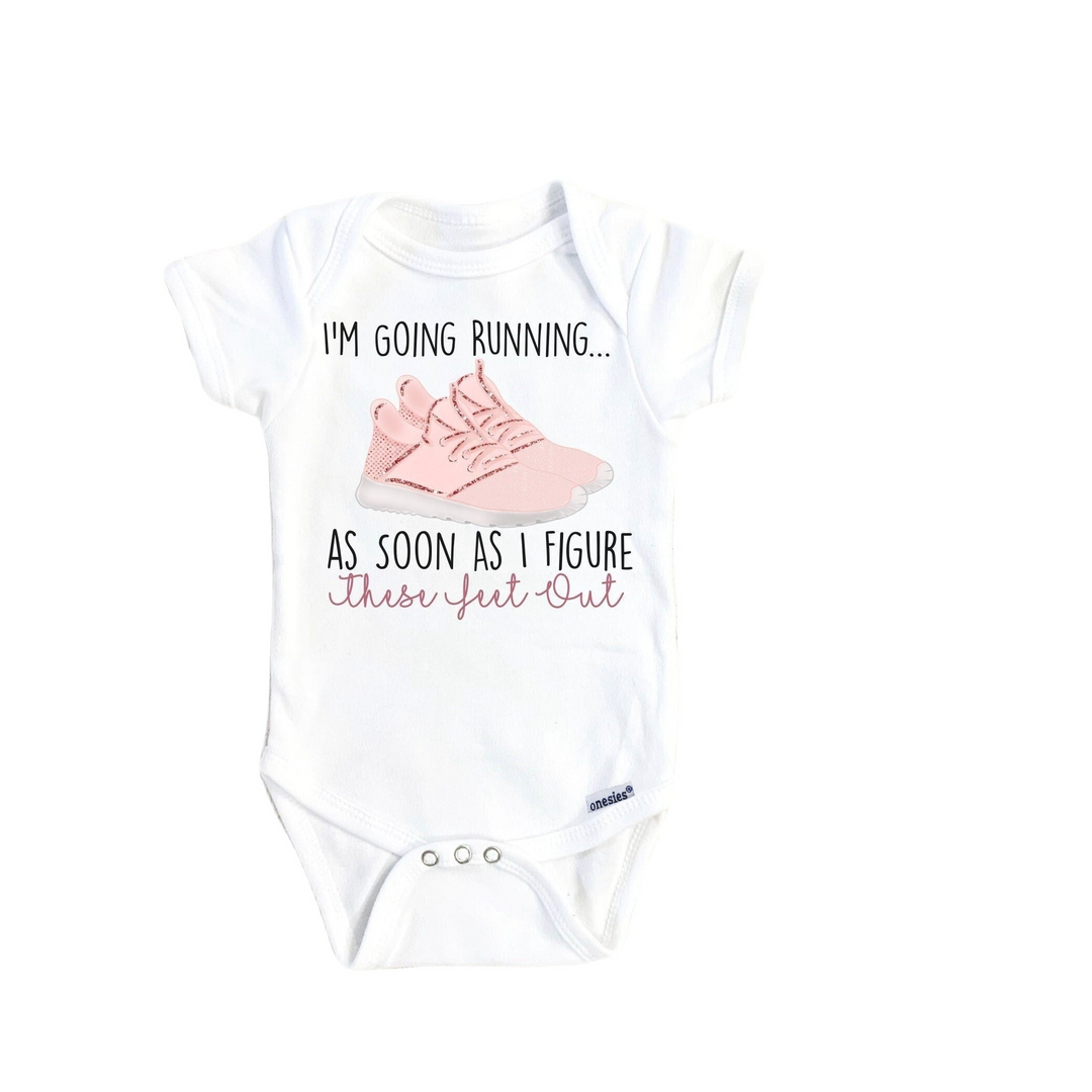 Running - Baby Boy Girl Clothes Infant Bodysuit Funny Cute Newborn 1A Onesie