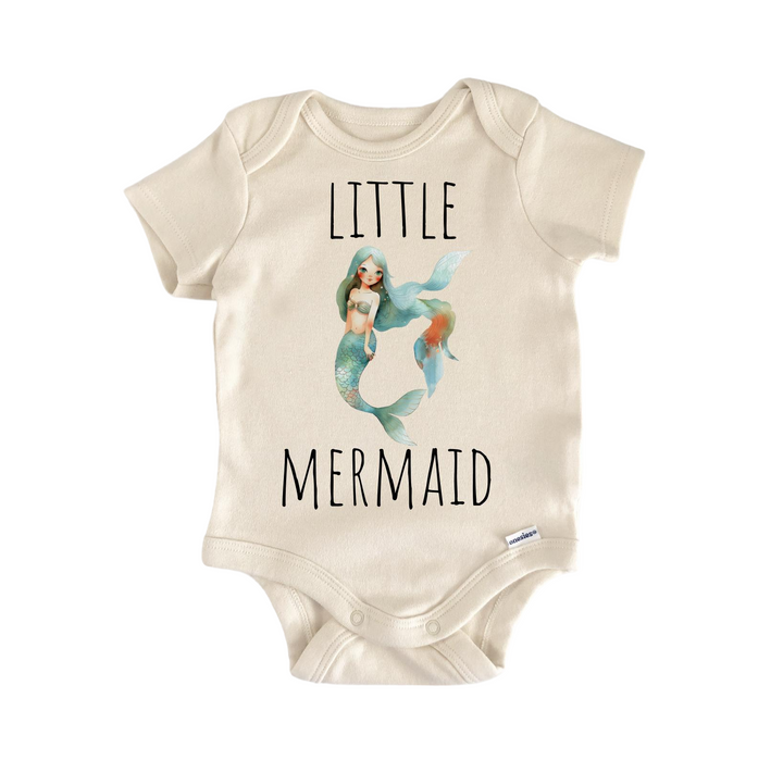 a baby bodysuit that says little mermaid