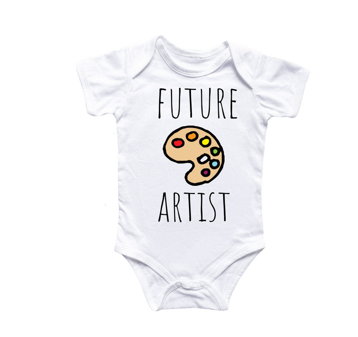 a white bodysuit with the words future artist painted on it