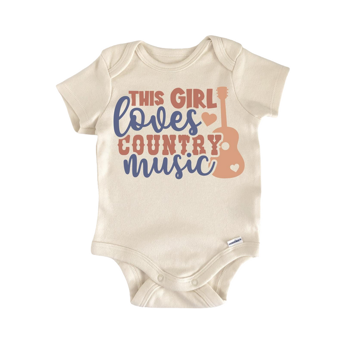 a baby bodysuit that says, this girl loves country music