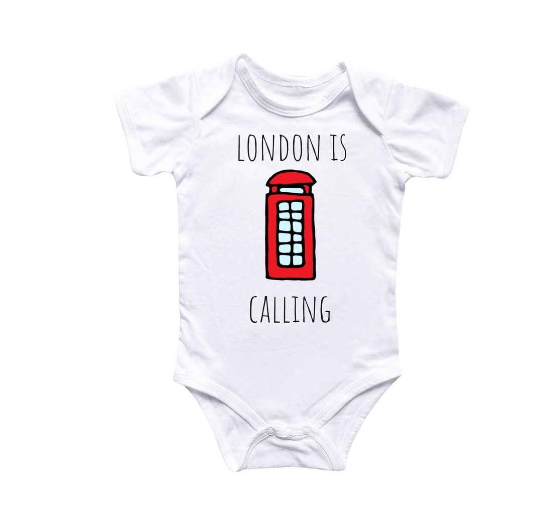 a white bodysuit with the words london is calling on it