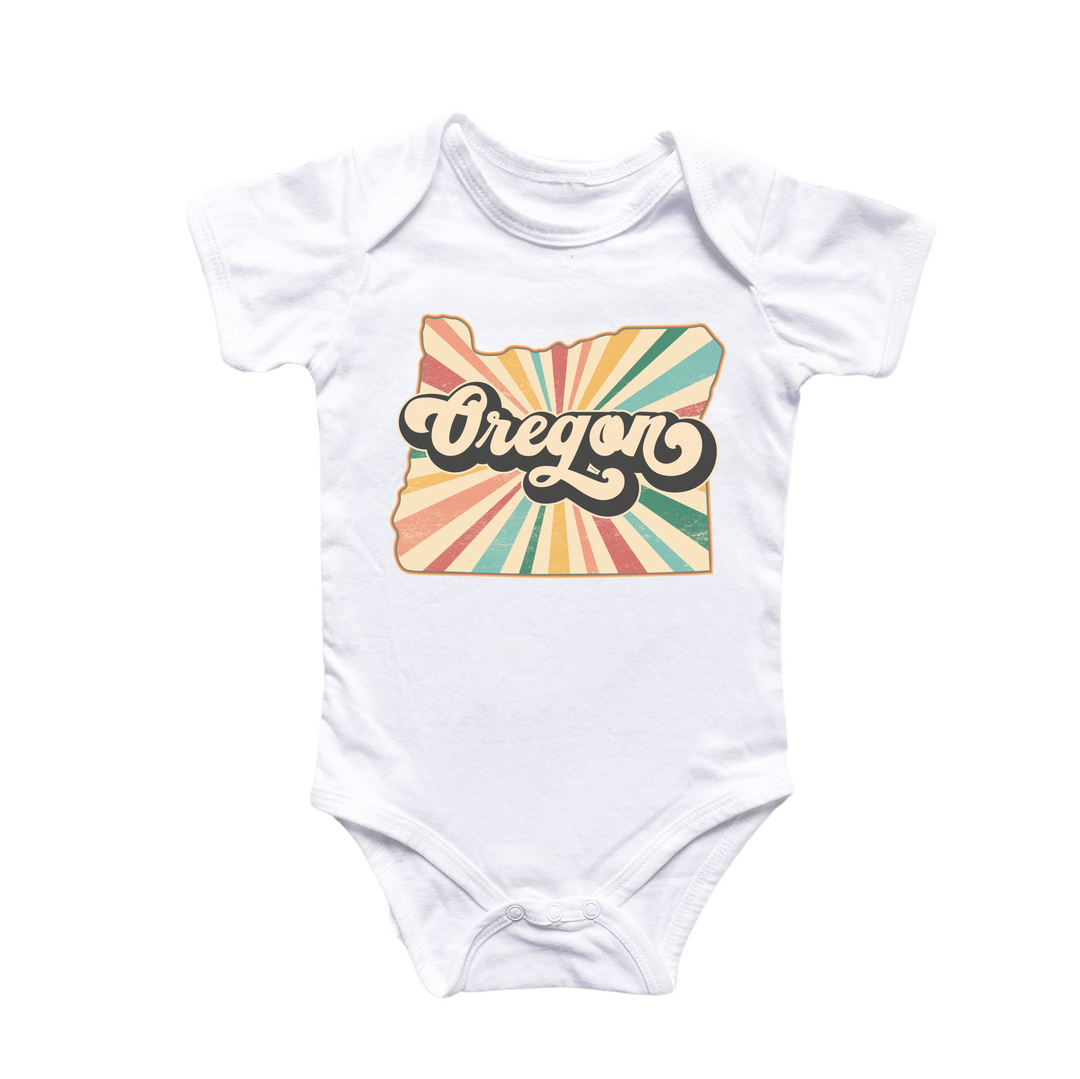 a baby bodysuit with the word oregon on it