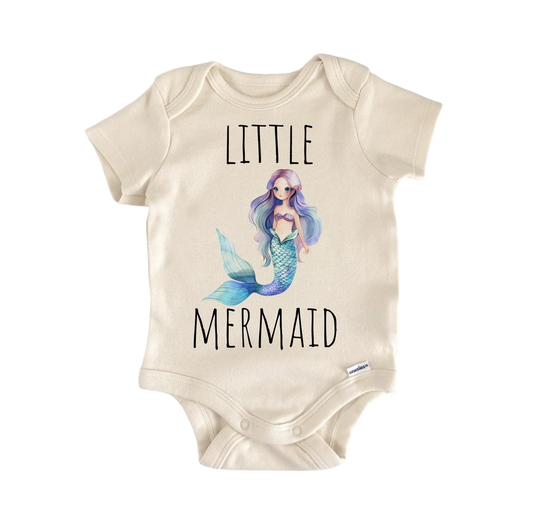 a baby bodysuit that says little mermaid