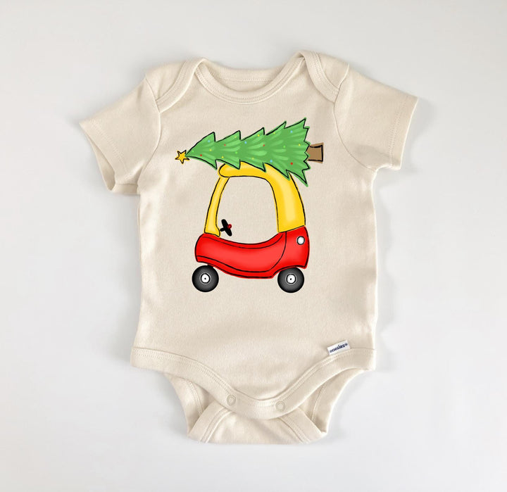 Red Car Christmas Tree Little - Baby Boy Girl Clothes Infant Bodysuit Funny Cute