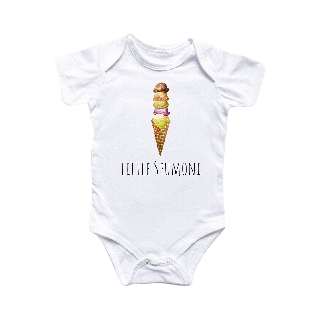 a baby bodysuit with a picture of a ice cream cone